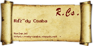 Rády Csaba névjegykártya