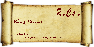 Rády Csaba névjegykártya